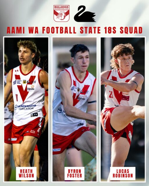 AAMI STATE SQUADS ANNOUNCED 🔥
Congratulations to our Young Bulldogs who have been name in their respective WA Football State Squads.
With 6 players selected in the State 18s Squad and 3 in the 16s Squad, this is a fantastic reward for their hard work 💪