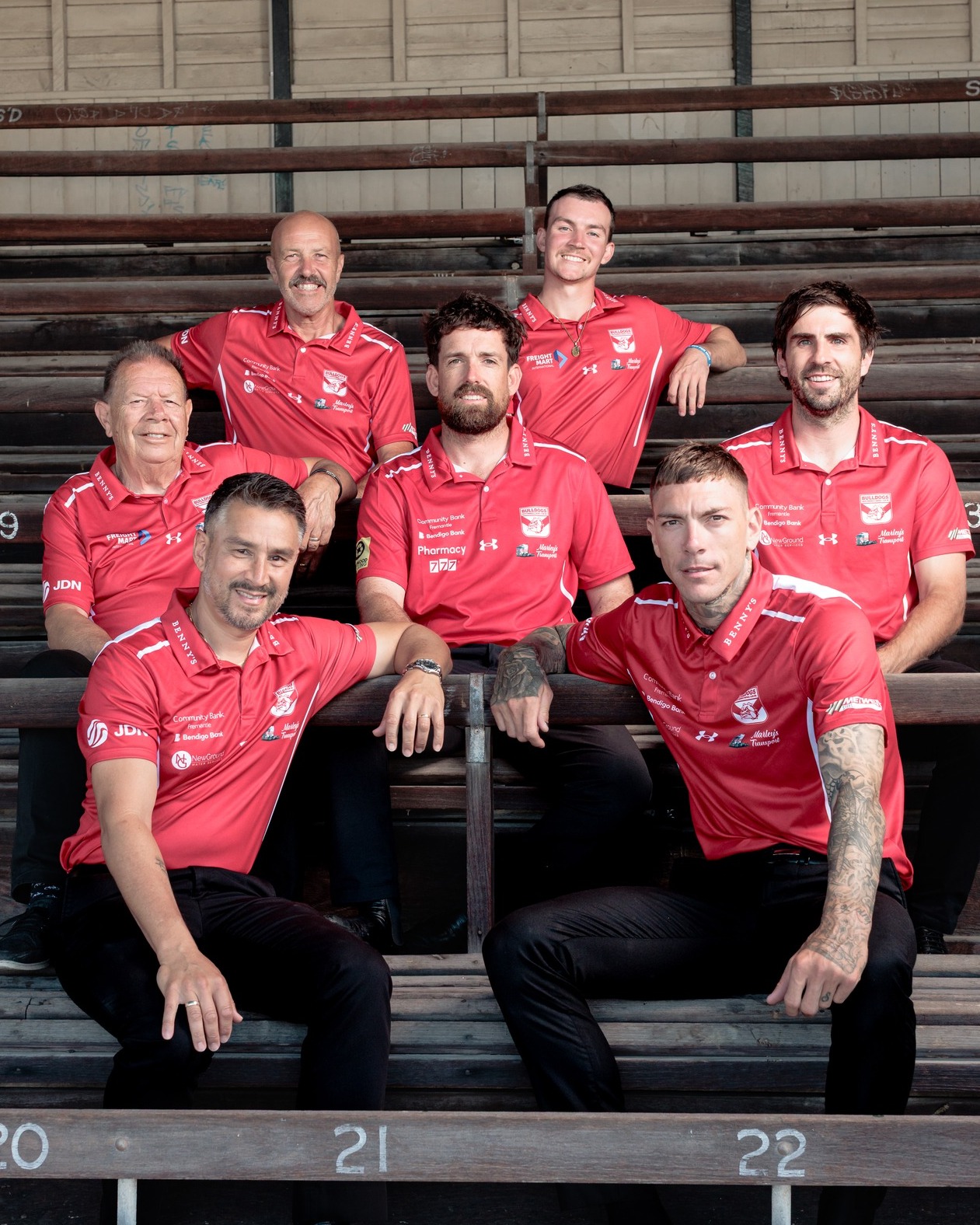 SFFC WELFARE TEAM
South Fremantle Football Club is proud to have strengthened its welfare and wellbeing team, thanks to the support of Healthway.
Rod Linton leads the group as Welfare Manager, a role he has held for more than six years. He is supported by Harry Howe (WAFLW), Darcy Sparks & Stephen Goodall (Talent), along with Matt Parker (Indigenous & Multicultural), Les Olivieri (Mentor), and Andrew Gaff (Performance Mentor) in our Senior Men's program.