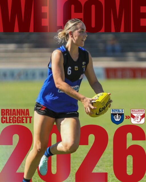 WELCOME BRIANNA CLEGGETTWe are delighted to welcome Brianna Cleggett to our WAFLW squad for the 2026 season 💪Bri joins the Bulldogs from East Perth, where she established herself as a key contributor. A versatile and athletic player with genuine pace, she’ll add great energy as we continue to build for the season ahead.