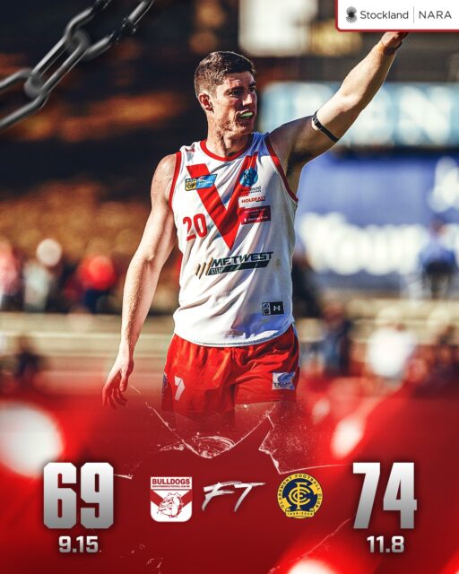 Claremont finish strongly to snap the Bulldogs' equal longest winning streak at 17 with the 11.8 (74) to 9.15 (69) win at @communitybankfremantle Oval.Hamish Free with 15 touches, 32 hit outs, 2 goals. Tom Blechynden 30 possessions, Isiah Winder 23, Jake Florenca 20, Aaron Drage 20.