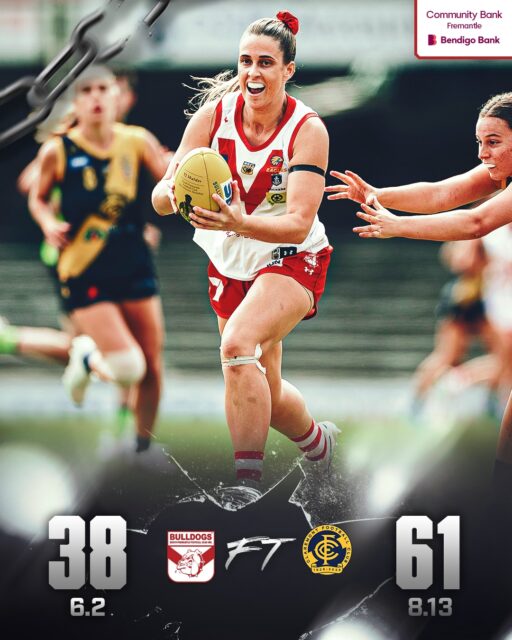 Reigning WAFLW premiers Claremont overpowered the Bulldogs in the last quarter for the 8.13 (61) to 6.2 (38) win at Community Bank Fremantle Oval.Shannyn Pomersbach with another 2 goals and Tash Entwistle 19 touches, Hunter Cronin 18, Ash Gomes 15, Mikayla Hyde 15.Earlier, Claremont also won the Rogers Cup match up 5.5 (35) to 3.7 (25).