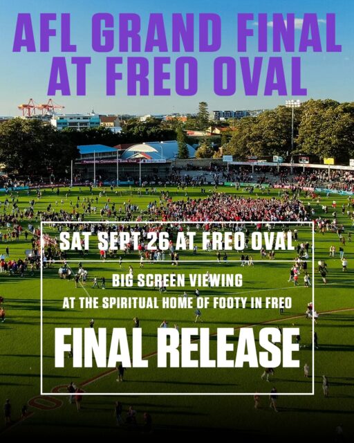 FINAL RELEASE 🎟Grand Final Watch Party at Freo Oval.🟣 Mega screens on the oval
🟣 Grandstand seating
🟣 Multiple bars
🟣 Food trucksFull refunds will be provided if the Fremantle Dockers do not qualify for the 2026 AFL Grand Final.Secure your spot now with the link in our bio.